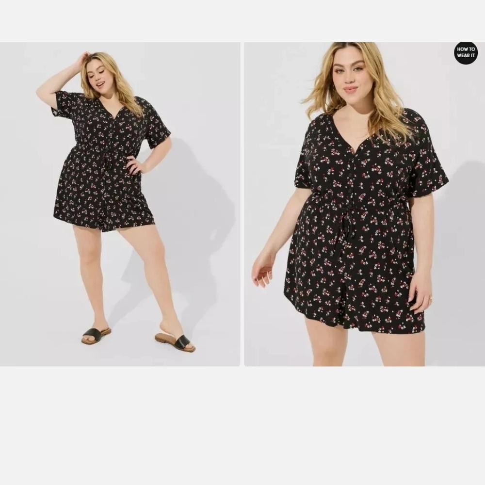Floral Black Romper